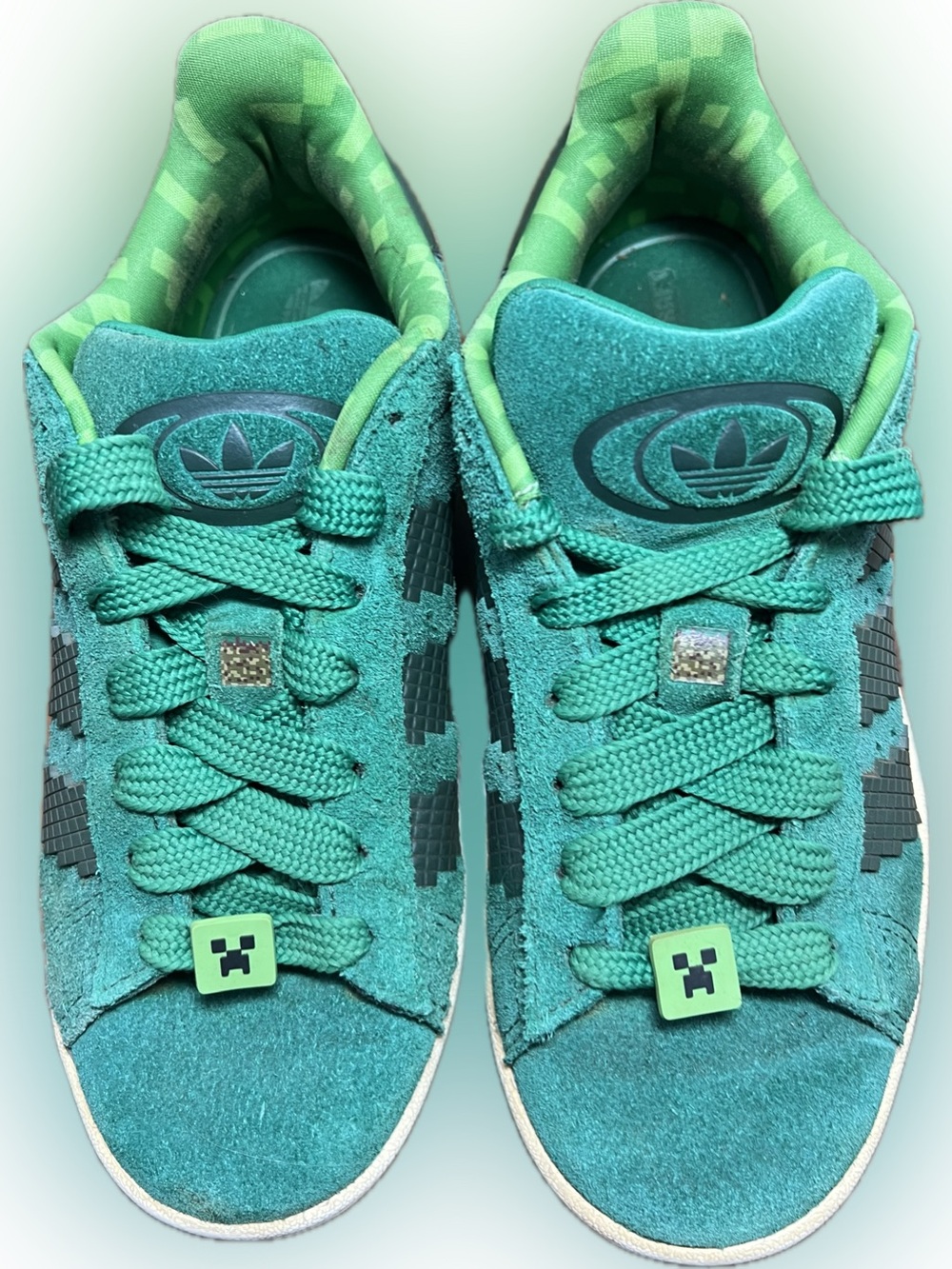 Adidas x Minecraft Campus 00s Creeper Green Suede Sneakers | US 4 / EU 36 | NWOB